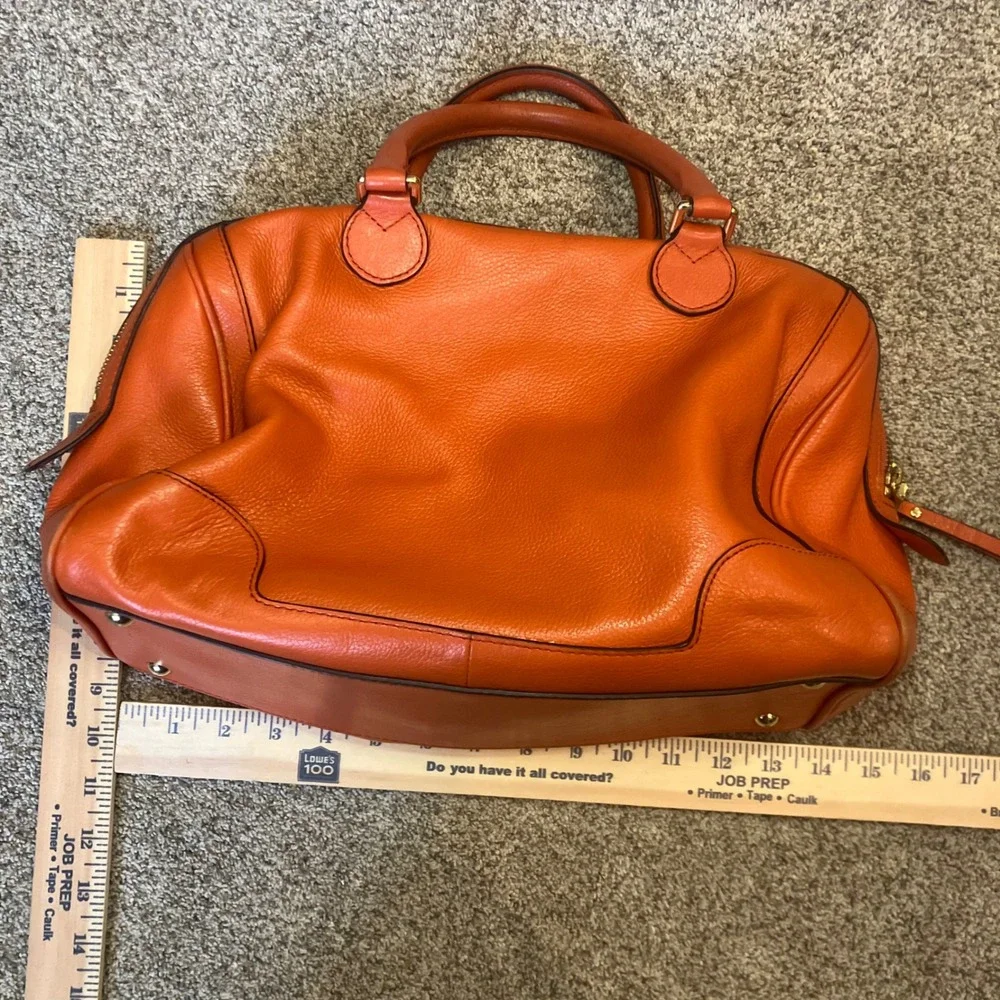 Banana Republic New Evan Satchel Orange Pebbled Leather Gold Hardware Handbag